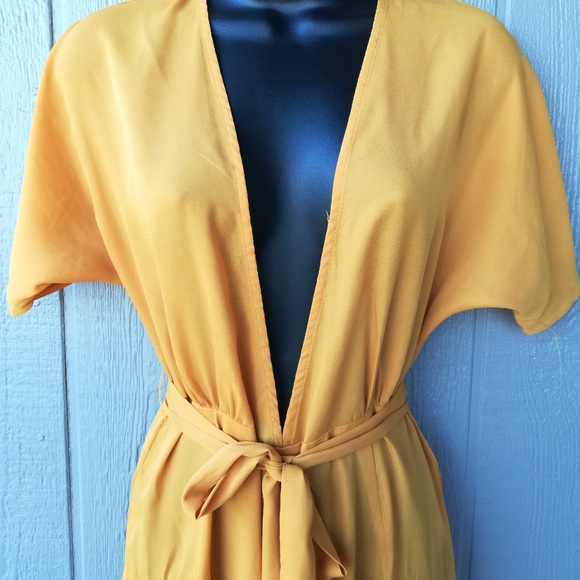 Plunge Neck Short Sleeve Sheer Wide Leg  Jumpsuit - Picture 3 of 7